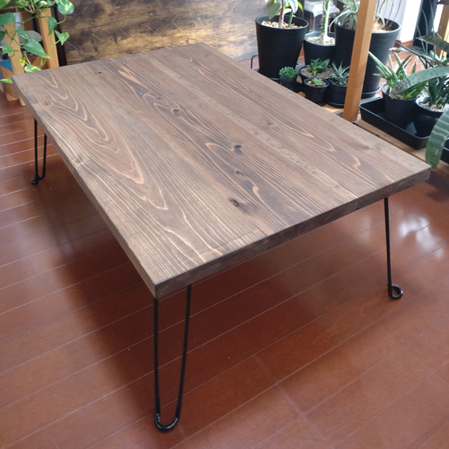 カフェテーブル【サイズオーダー可】アイアンローテーブル 折りたたみ