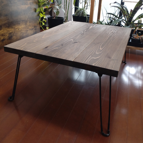 カフェテーブル【サイズオーダー可】アイアンローテーブル 折りたたみ