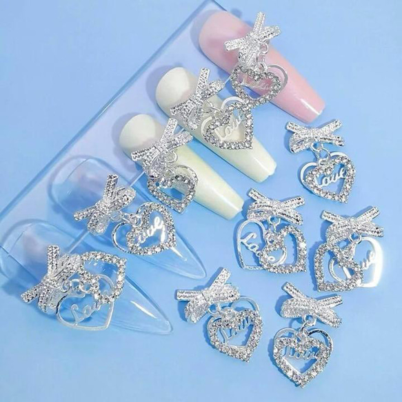 ▶︎ネイルパーツ/LOVE シルバー/P-44P164《2個》ネイルパーツ Love