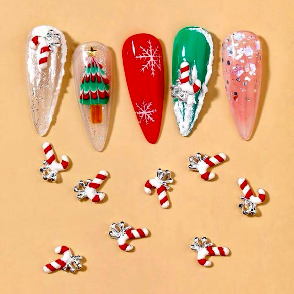 P193《2個》ネイルパーツ クリスマス ステッキ ポップ pop 冬 ゆめかわ
