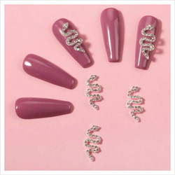 P207《2個》ネイルパーツ 蛇 へび ヘビ シルバー ギャル 派手 成人式