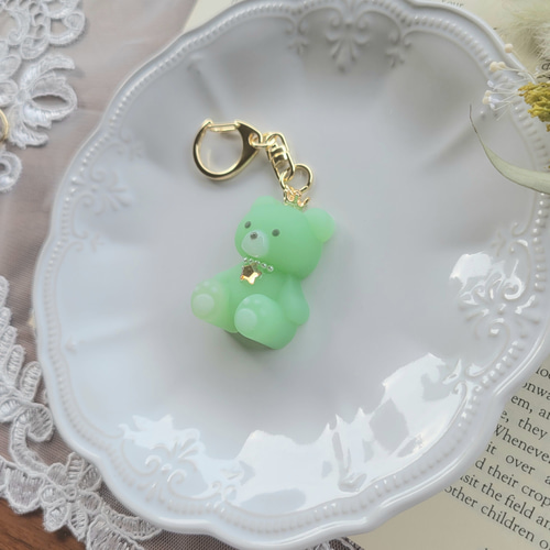 くまちゃんのキーホルダー ミントグリーン 星黄色 その他アクセサリー