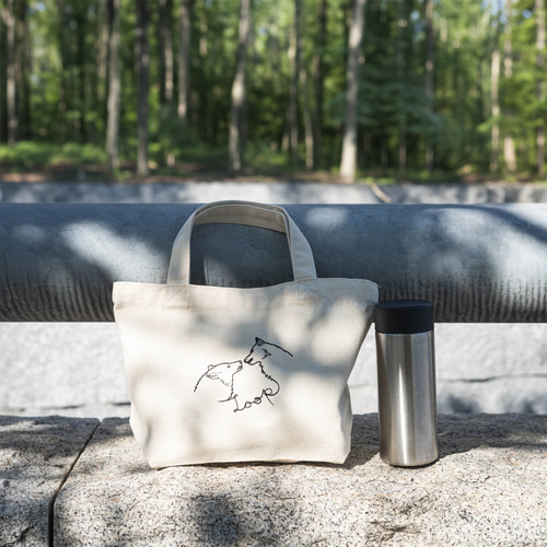 新品☆tandey オオカミとアライグマのオリアンヌ ☆未使用トートバッグ付 アダムとイブ(狼ver) 刺繍キャンバストートバッグ（ナチュラル） A4