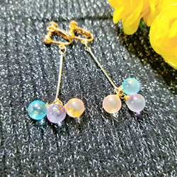 再販✨シャボン玉　ガラス　イヤリング【金属アレルギー対応】揺れる　透明感　大人可愛い　ロング 2枚目の画像