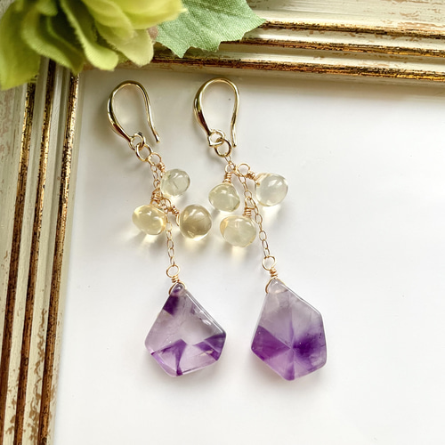 14kgfトラピッチェアメジストピアス/イヤリング