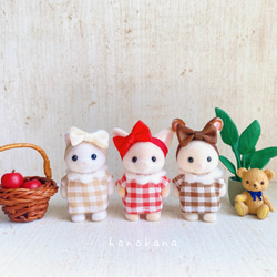 シルバニアファミリー赤ちゃんギンガムチェック柄お洋服とヘアバンド