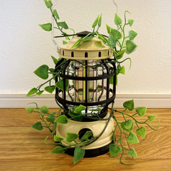 シーリングライト フェイクグリーン付き ベージュ フェイクグリーン ランタン風 調光付き電池式ライトオシャレ