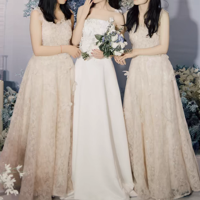 優雅なシルエット オフショルダー 流れる透け花レース  ウエディングドレス  音楽会/花嫁H030