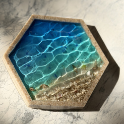 海の小皿 海辺 波紋　ビーチ　老眼鏡　レジンアート　敬老の日　父の日　沖縄　什器　アクセサリー　レジンアート 7枚目の画像