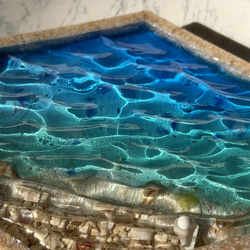 海の小皿 海辺 波紋　ビーチ　老眼鏡　レジンアート　敬老の日　父の日　沖縄　什器　アクセサリー　レジンアート 9枚目の画像