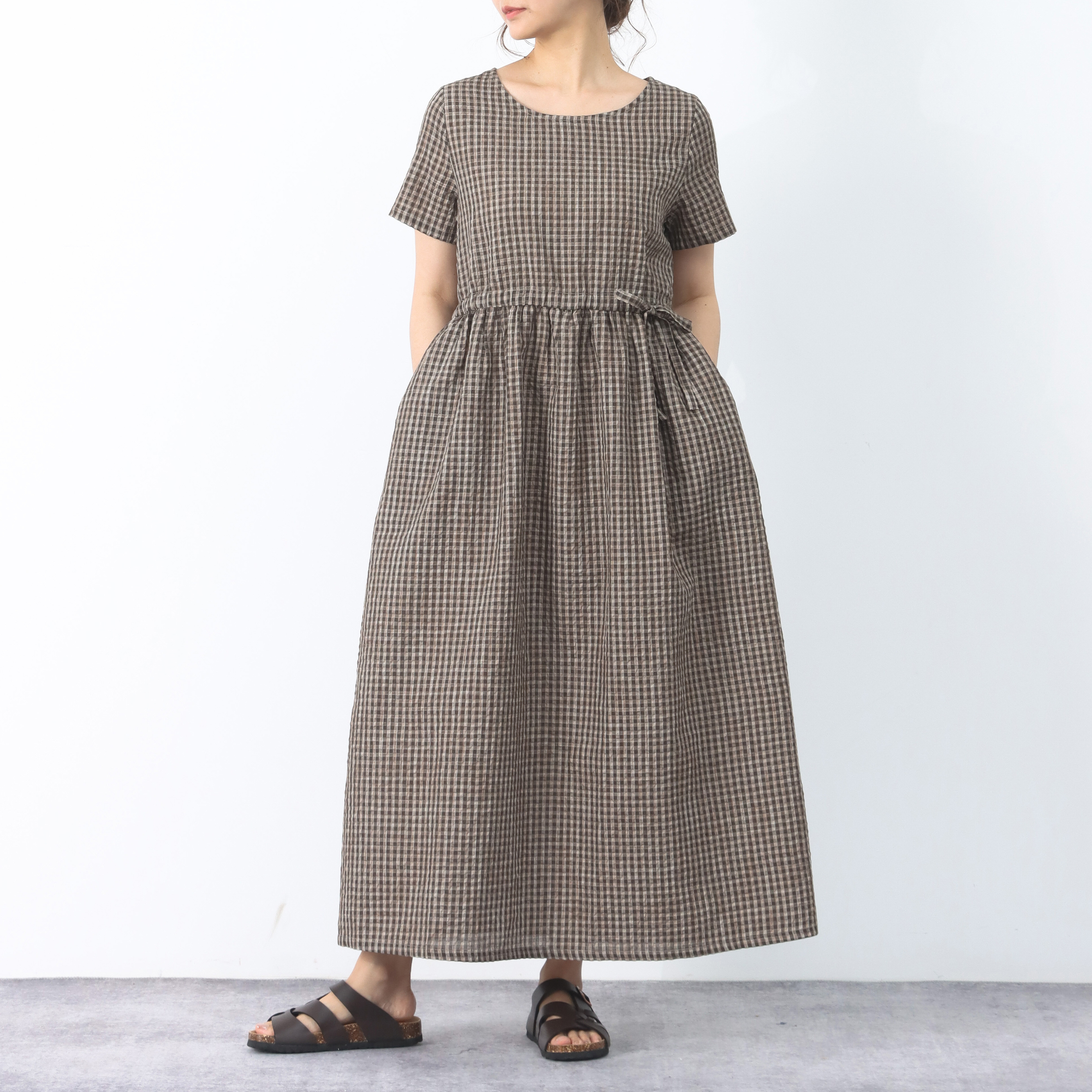 限定品　TOCCA　洗えるプリーツワンピース チェリー柄　ギャザー　ロング　美品 ボウタイリボン付きギャザースリーブチェリープリントワンピース