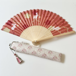 がま口 扇子ケース＆扇子セット レトロ小花 がま口 Petit*Rose