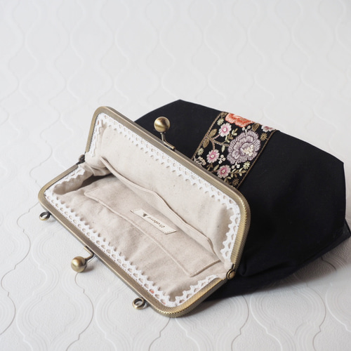 インド刺繍リボンがま口バッグ/がま口ショルダーバッグ/ショルダー