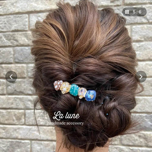 バレッタ ヘアアクセサリー ♪ の ブラック ゴールドポップ な シェル 