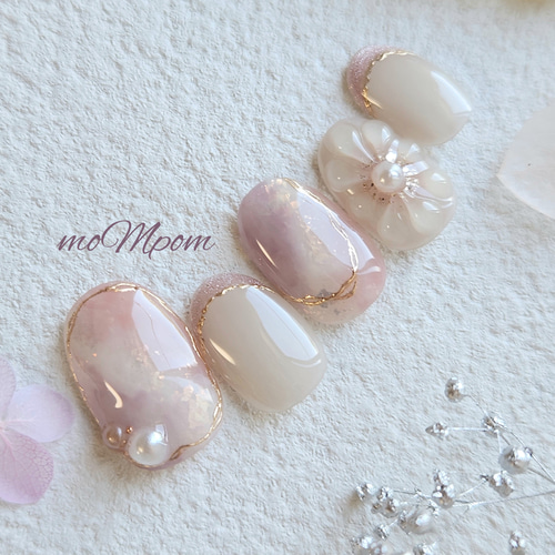 ネイルチップ ピンク ラベンダー パープル 透明感 ニュアンス お呼ばれ  