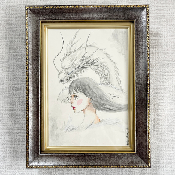 アクリル画「龍雲」水墨画風 美しいアート 【額装済み】 絵画