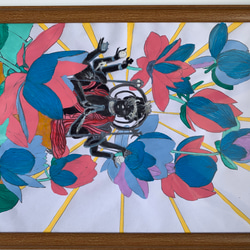 上昇する龍と鳳凰【風水画】喜びのマントラ（額入り）占師が塗っ