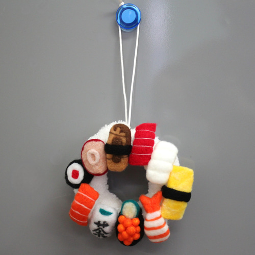 お寿司 ポンポンリース ハンドメイド 羊毛フェルト handmade Sushi