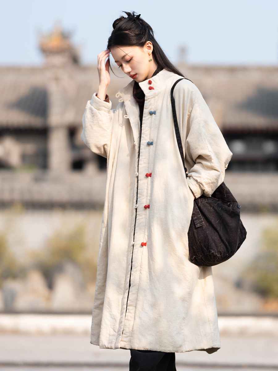 冬季限定！温かみを感じる国風デザインのリネンコットン長袖ジャケット8277