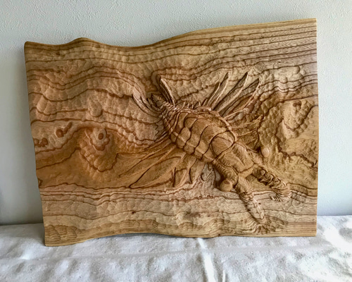 鯉 木彫 欅の板 レリーフ 鯉 木彫 欅の板 レリーフ 絵画