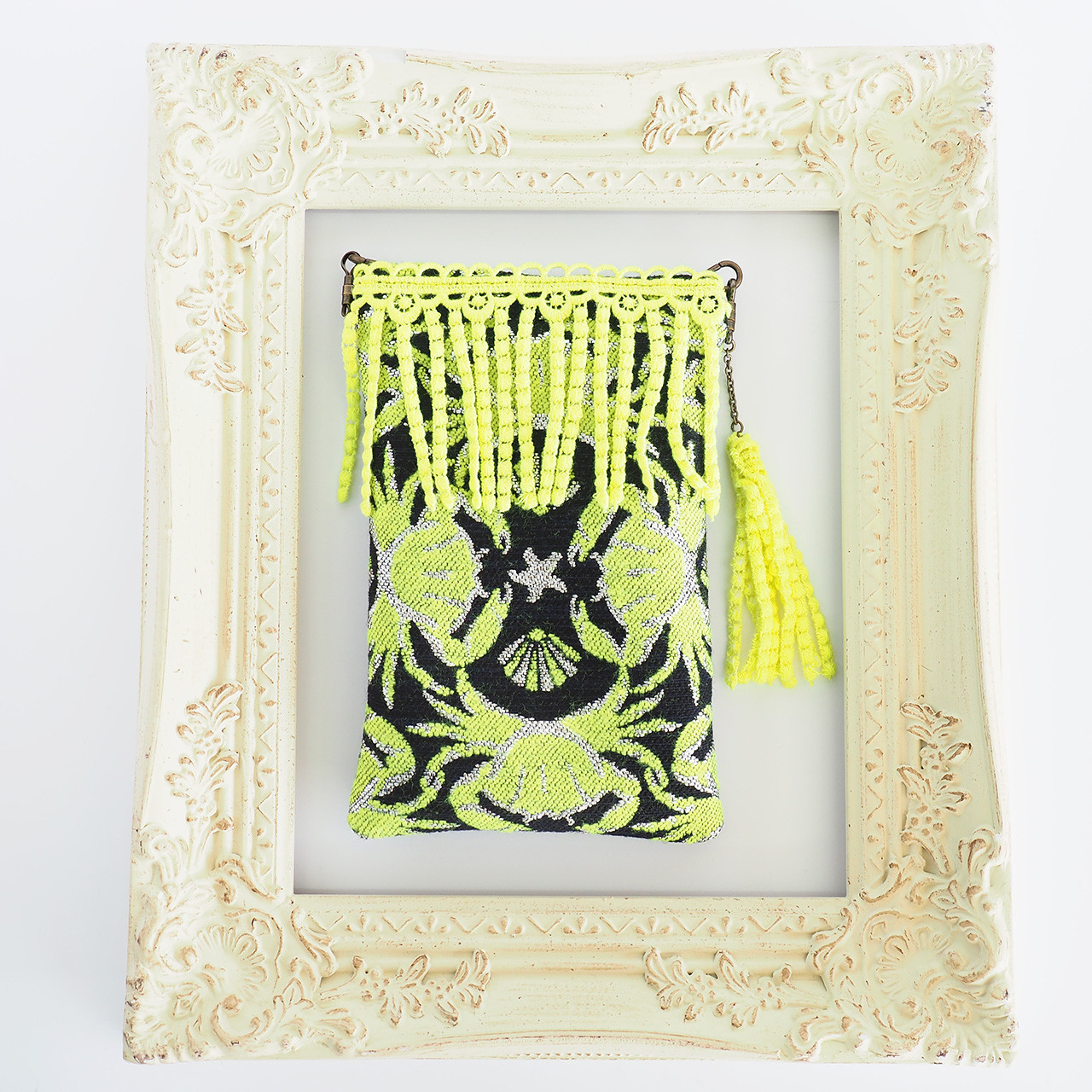 ○再販○フランスジャカード使用☆チョでかけポシェット 蟹柄【蟹の板挟み】