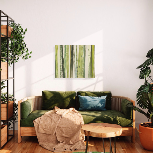 静寂の流れ】絵画 - 森林 樹木 グリーン ナチュラル 抽象画（S-#29