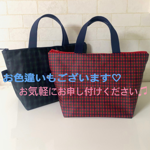 familiar - ファミリア トートバッグ チェック チャーム 赤