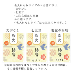 和モダンな鳥と紋様の七五三の千歳飴袋"小サイズ"名入れ無料 3枚目の画像