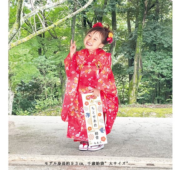 和モダンな鳥と紋様の七五三の千歳飴袋"小サイズ"名入れ無料 8枚目の画像