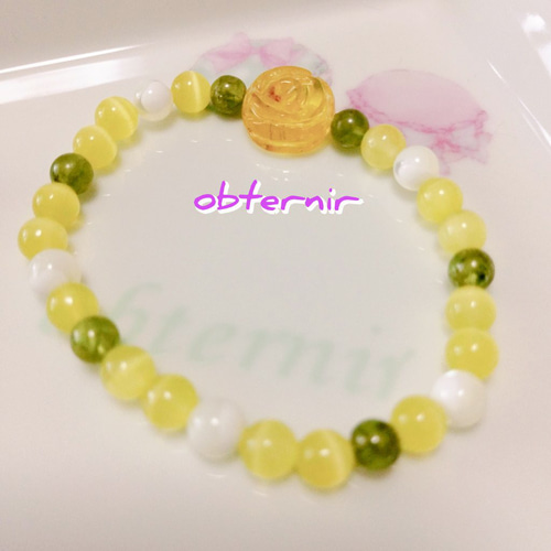 天然石 ビーズブレスレット 黄色