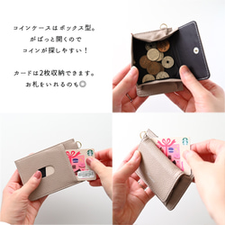 BOX型コインケース付き パスケース 【 simple - クラシック - 】 名入れ HA42A 4枚目の画像