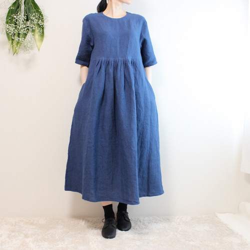 UNITED ARROWS タックワンピース 36 Ｓ　ブルー　青　ノースリーブ UNITED ARROWS｜タックプリーツフリル スリットノースリーブ
