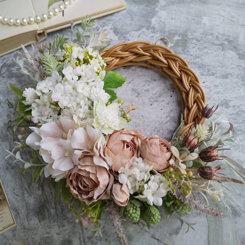 Lune Bonheur＜e'cru＞＊玄関リース＊サマーリース＊紫陽花＊アーティ