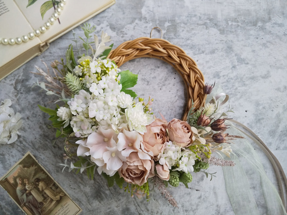 Lune Bonheur＜e'cru＞＊玄関リース＊サマーリース＊紫陽花＊アーティ