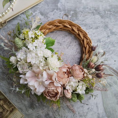 Lune Bonheur＜e'cru＞＊玄関リース＊サマーリース＊紫陽花＊アーティ