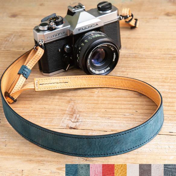 カメラストラップ　レザー　本革 両面貼り合わせのしっかり仕様】本革カメラストラップ【幅広タイプ