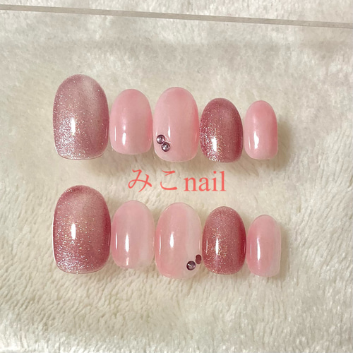 ぷっくりフラワー ネイルチップ ちゅるん キラキラ マグネット