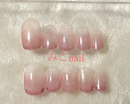 送料無料】ネイルチップ(No.5) ピンクネイル 逆グラデーションネイル