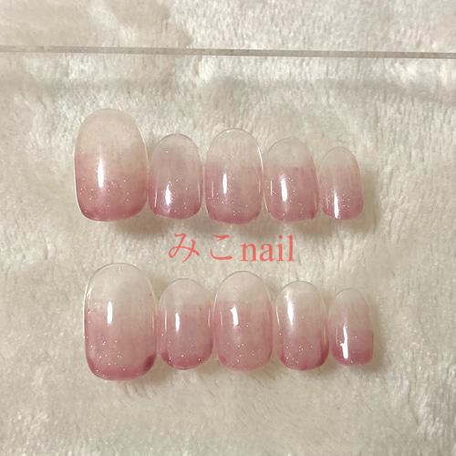 送料無料】ネイルチップ(No.5) ピンクネイル 逆グラデーションネイル