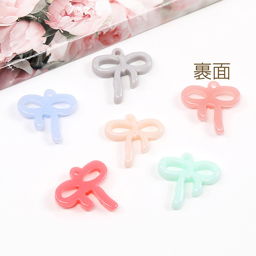 A873-7 18個 リボンチャーム 樹脂りぼんチャーム 立体リボンチャーム