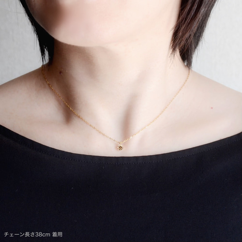 つけっぱなしOK! シャンパンゴールド 一粒CZダイヤ ネックレス