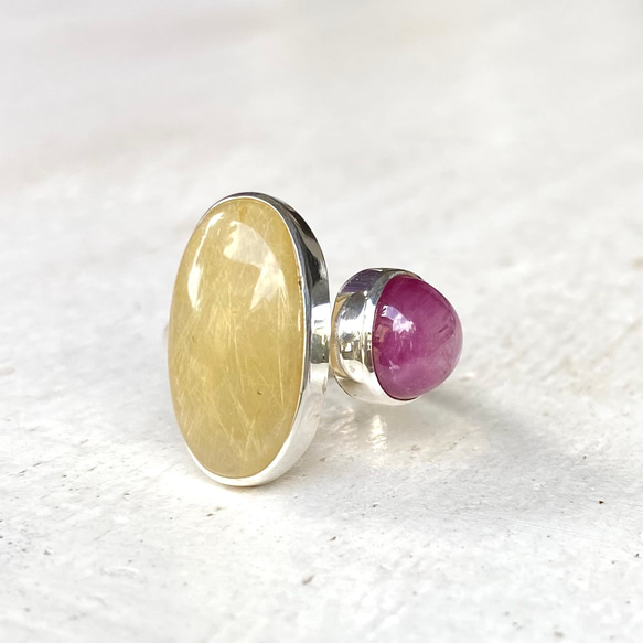 ルチルクオーツとルビーのリング ルチルクオーツとルビーのリング