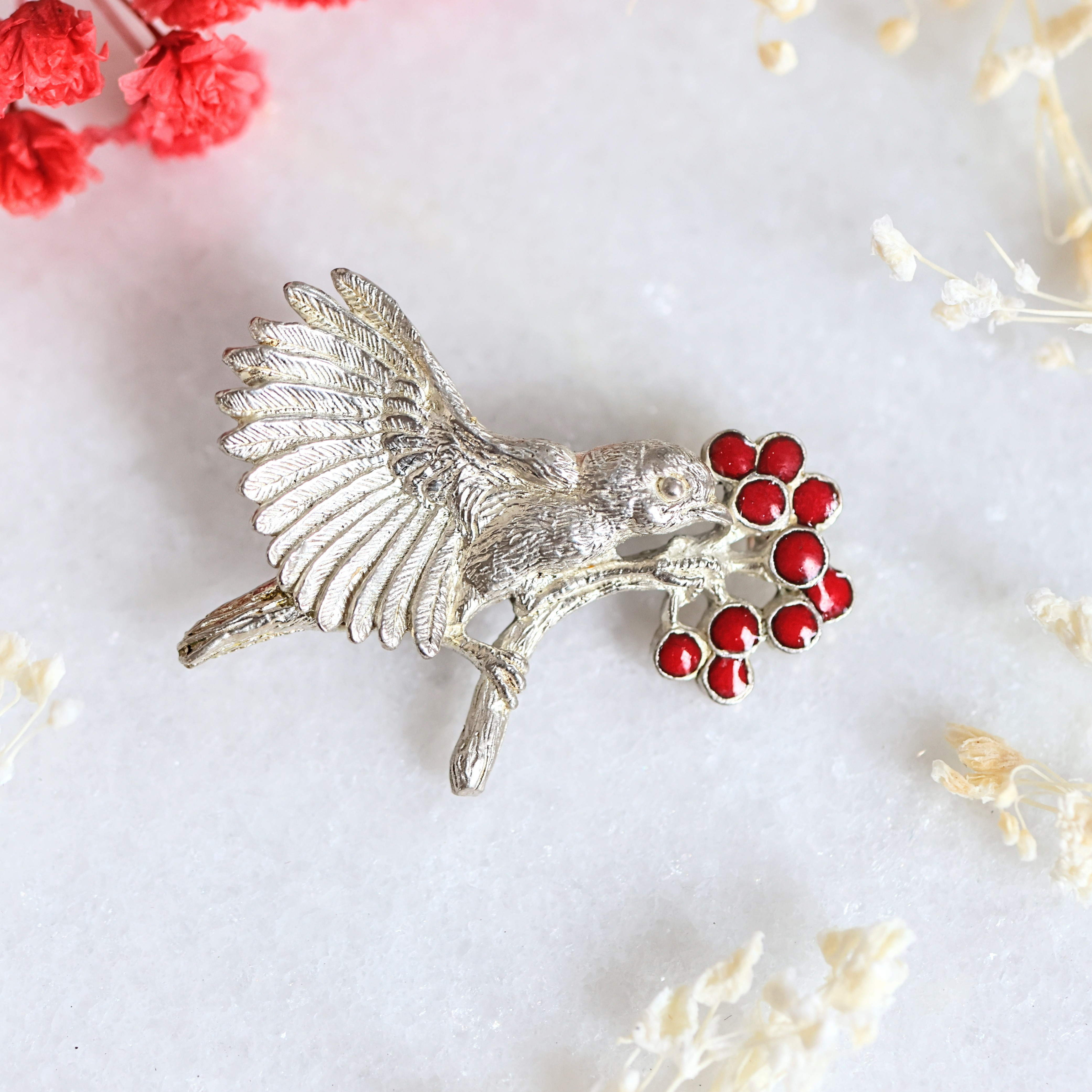 幸運を呼ぶ鳥コマドリのエナメルブローチ/ペンダント兼用【受注生産】