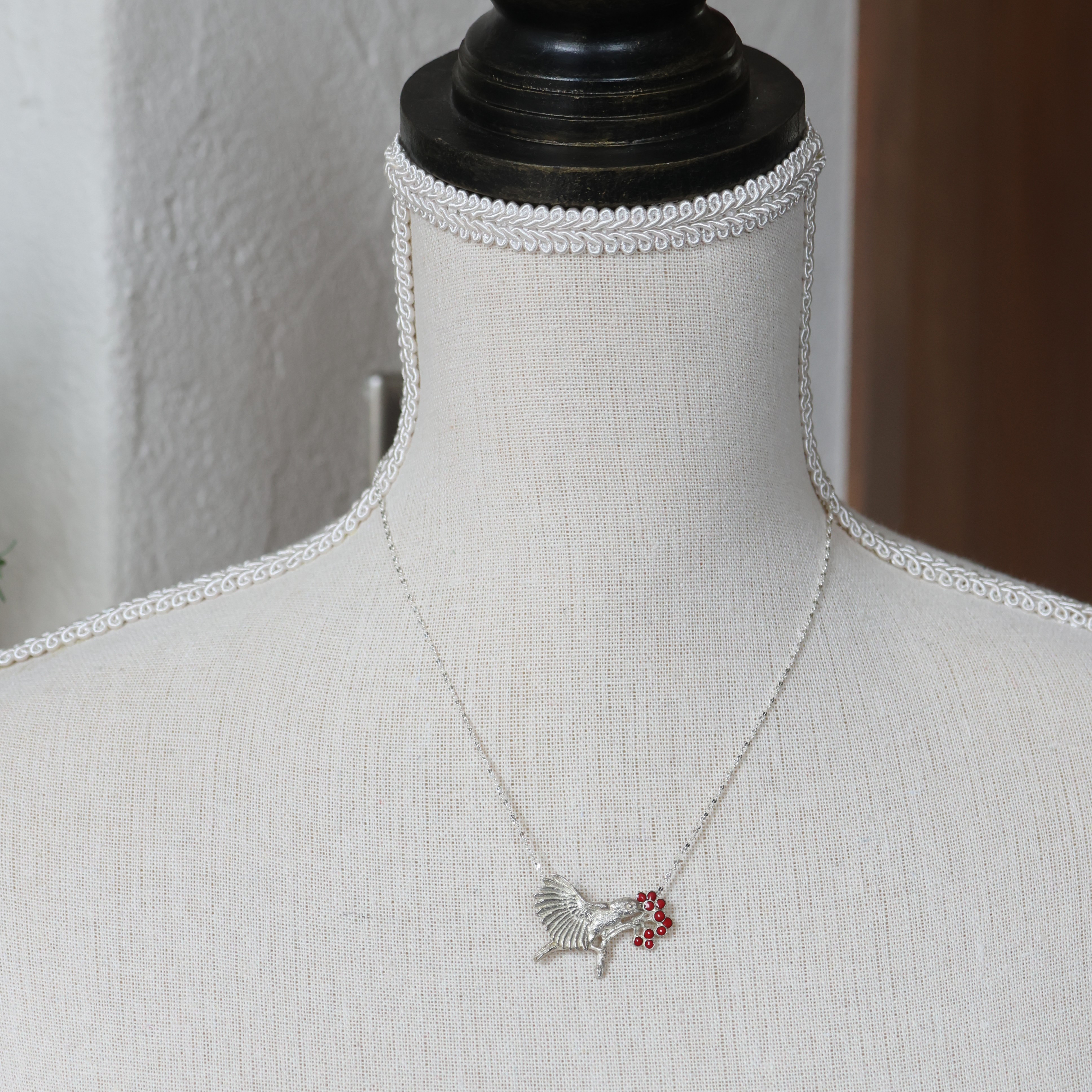 幸運を呼ぶ鳥コマドリのエナメルブローチ/ペンダント兼用【受注生産】