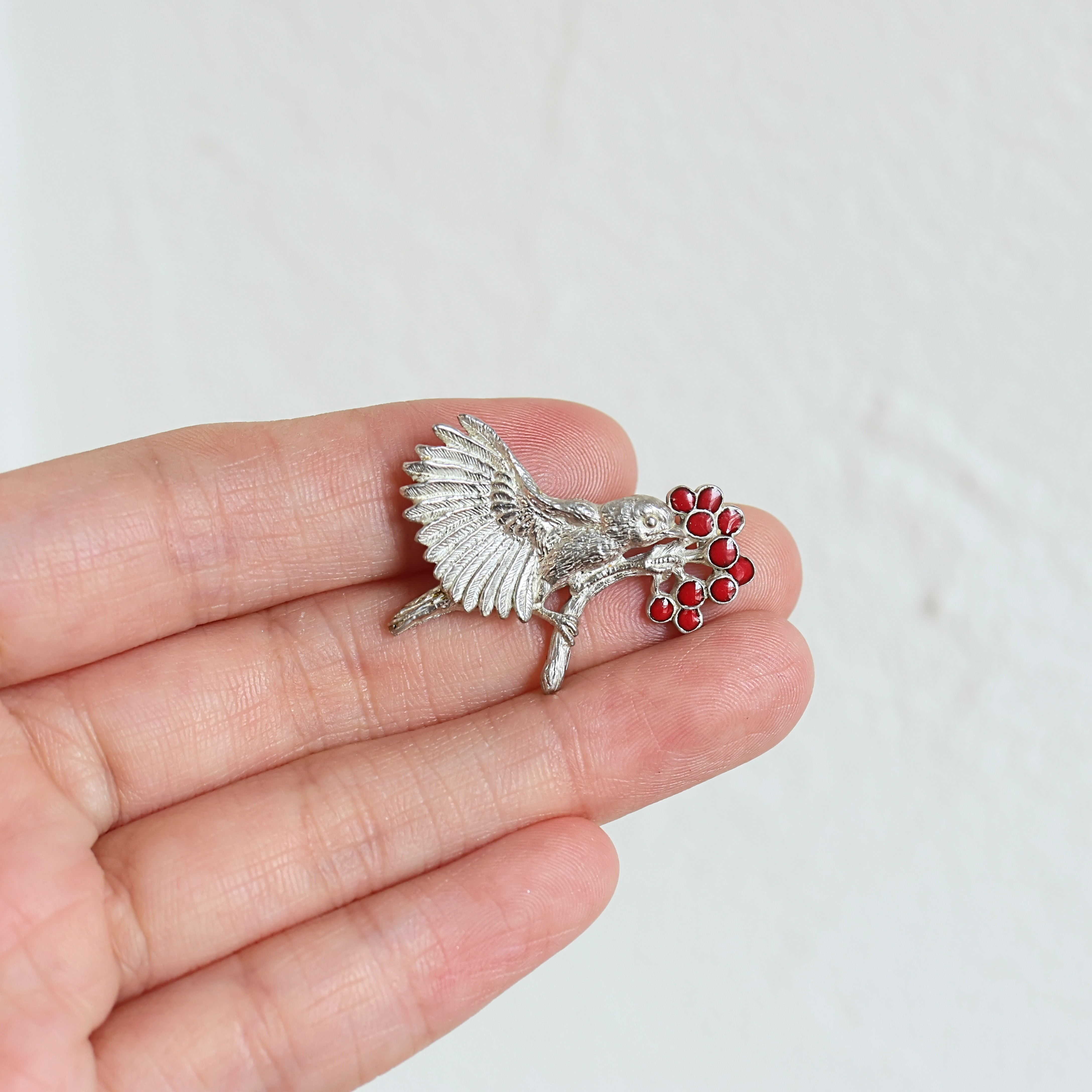 幸運を呼ぶ鳥コマドリのエナメルブローチ/ペンダント兼用【受注生産】