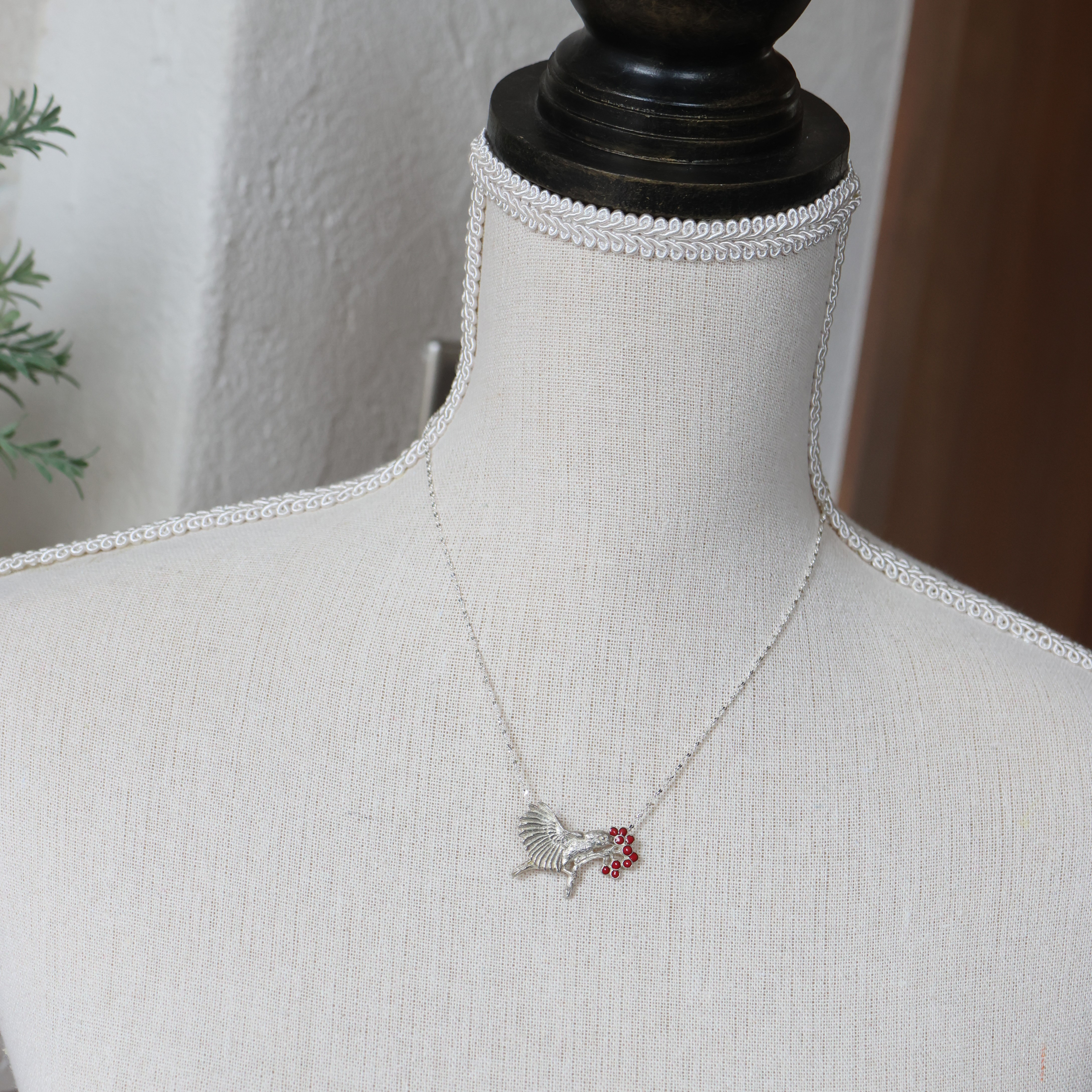 幸運を呼ぶ鳥コマドリのエナメルブローチ/ペンダント兼用【受注生産】