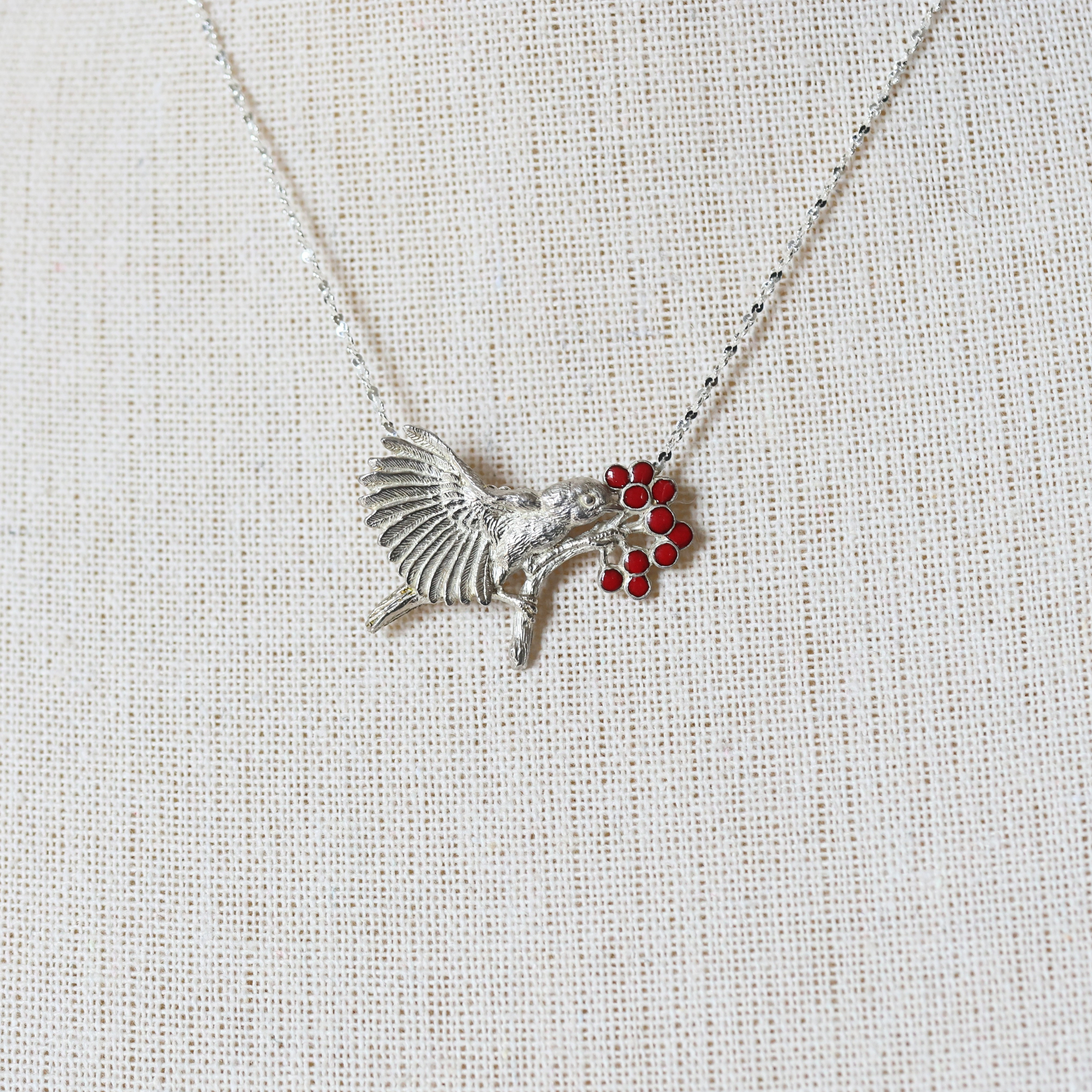 幸運を呼ぶ鳥コマドリのエナメルブローチ/ペンダント兼用【受注生産】