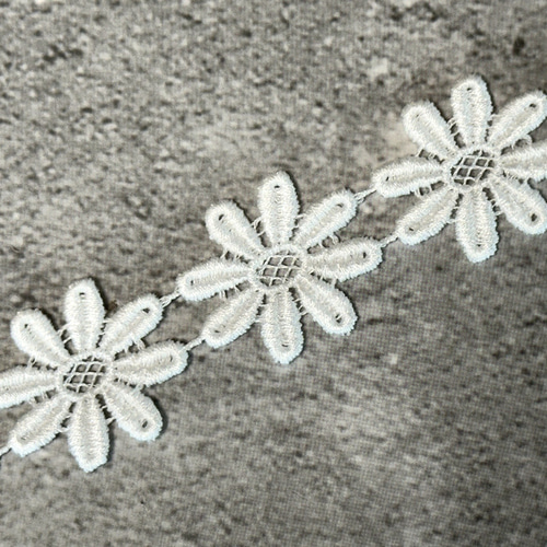 2m デイジー柄 S モチーフ コットンケミカルレース 日本製 lace-No,186  