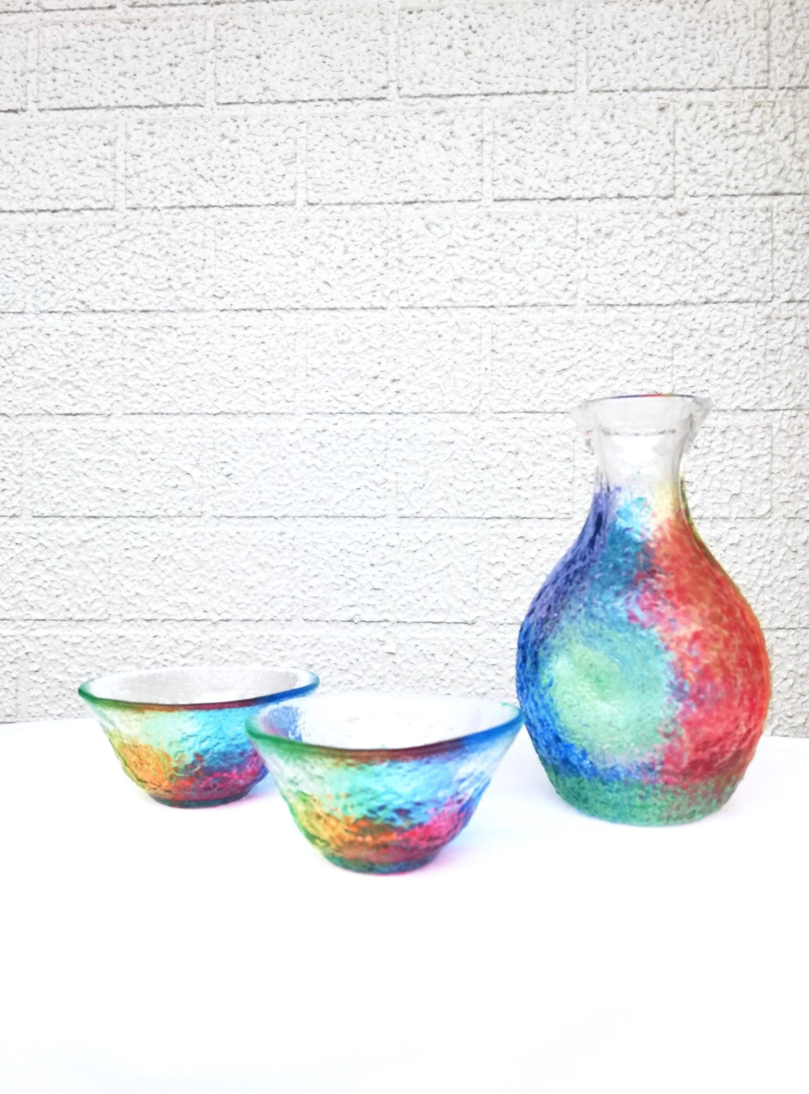 カラフルな徳利・ぐい吞み3点セット