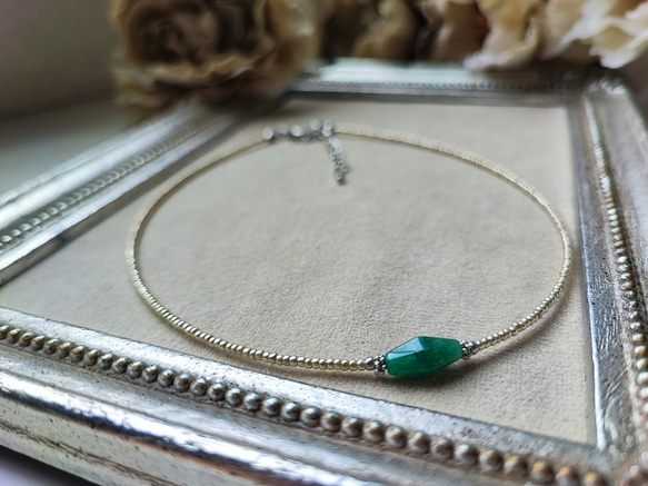 グリーンアベンチュリンのシンプルチョーカーネックレス 11枚目の画像
